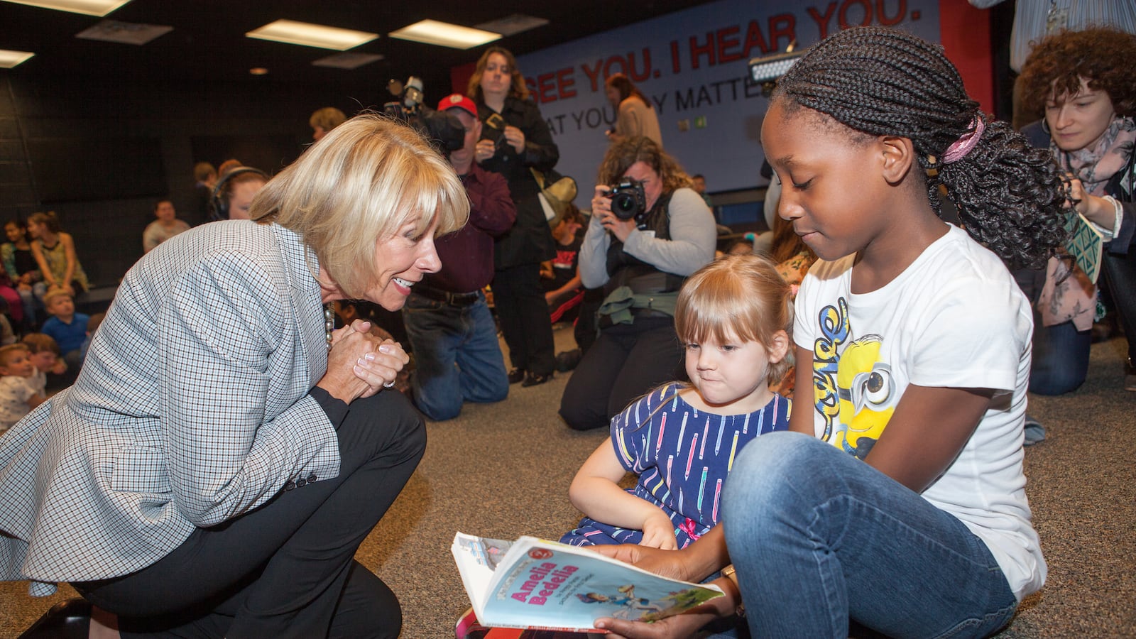 Education Secretary Betsy DeVos visiting Ashland Elementary School in April.