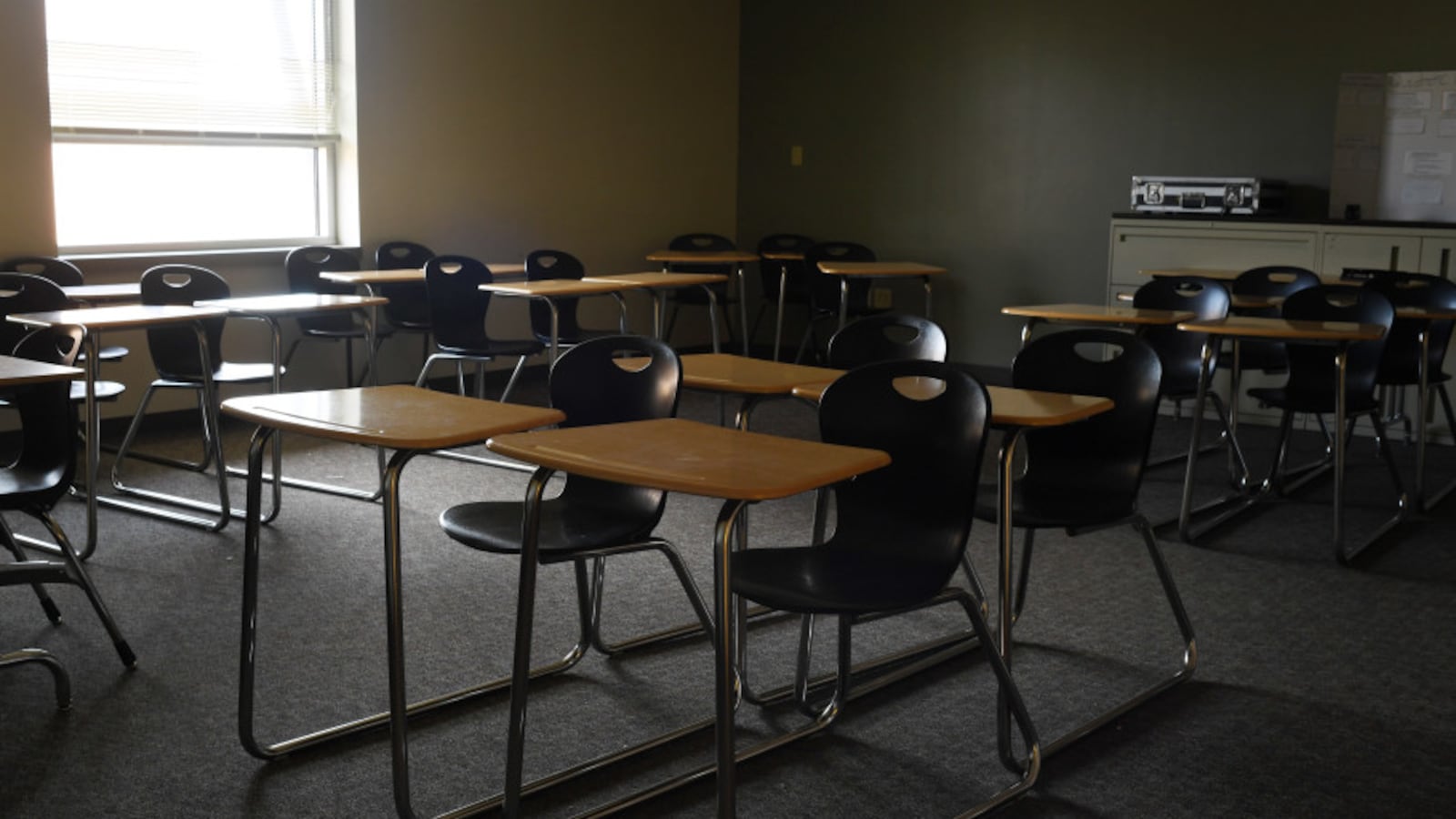 No students are in the classrooms at Lakewood High School on March 16, 2020, in Lakewood, Colorado.