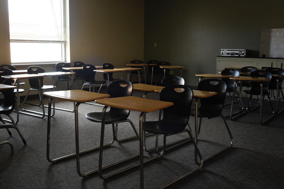 No students are in the classrooms at Lakewood High School on March 16, 2020, in Lakewood, Colorado.