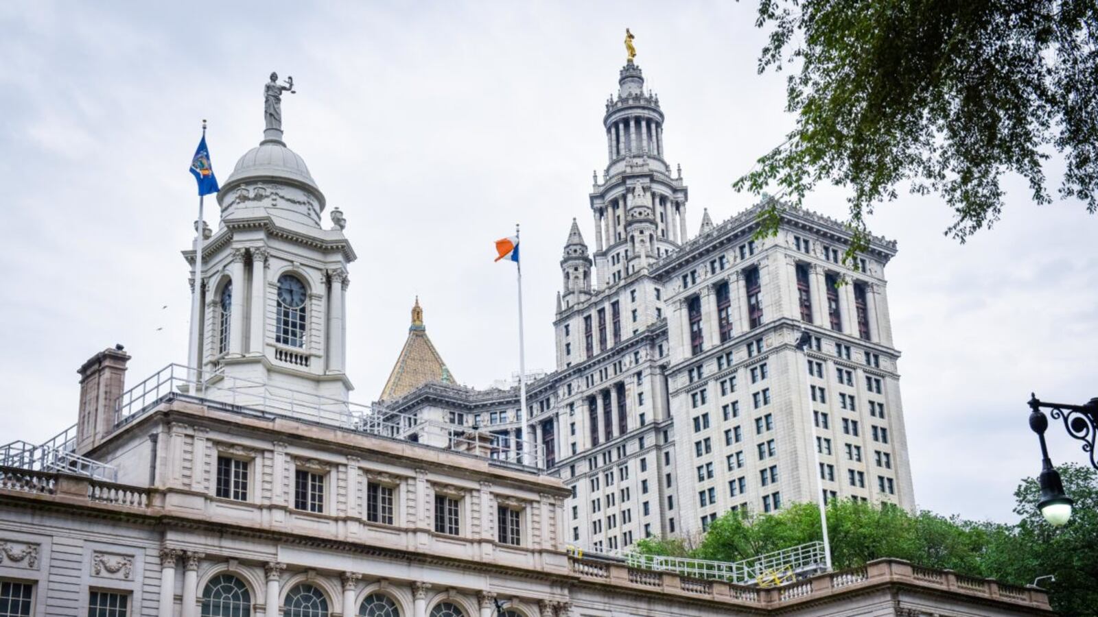A large ornate white building seen from a distance