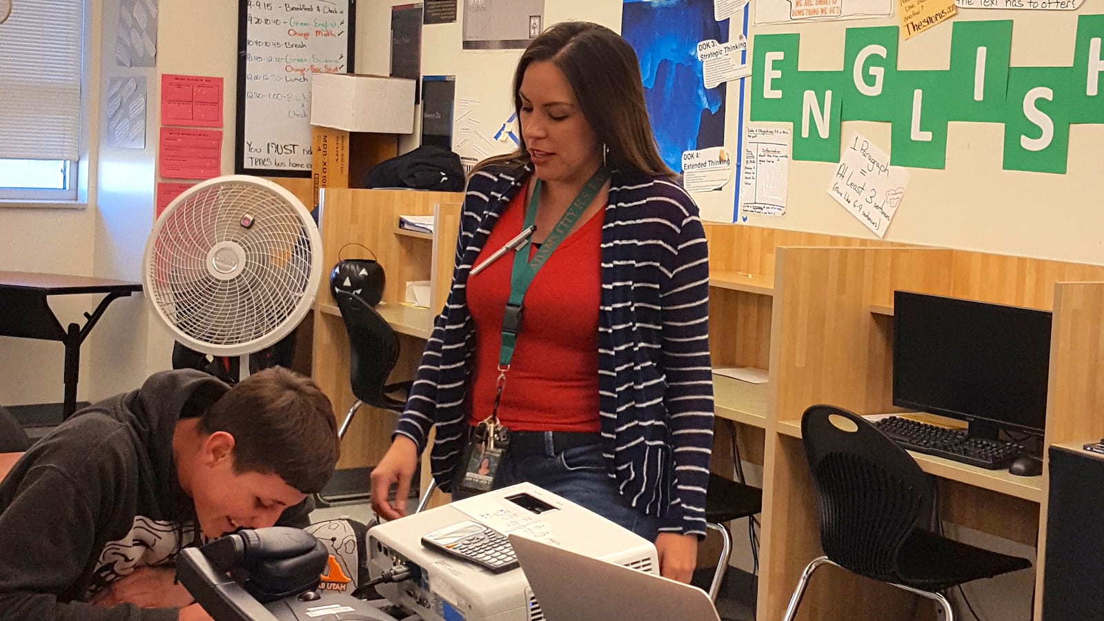 The author in her classroom.