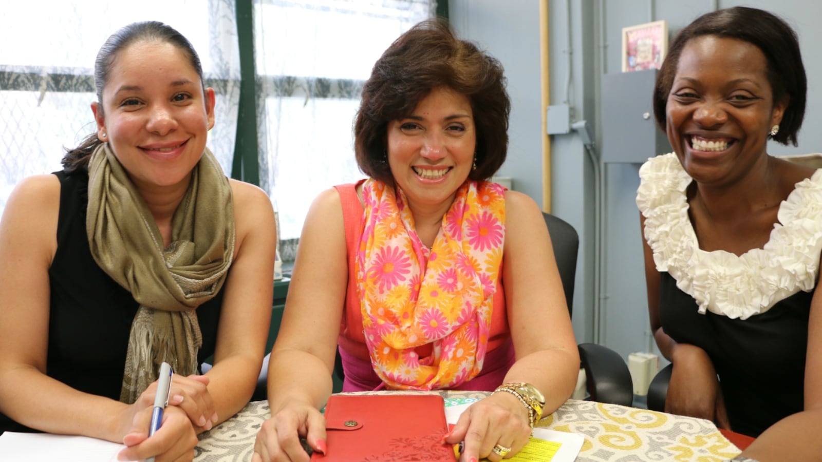 District 9 Superintendent Leticia Rodriguez-Rosario (center) with two of her former assistant principals who are now her deputies: Director of School Renewal Jasmin Varela (left) and Principal Leadership Facilitator Claudy Makelele.