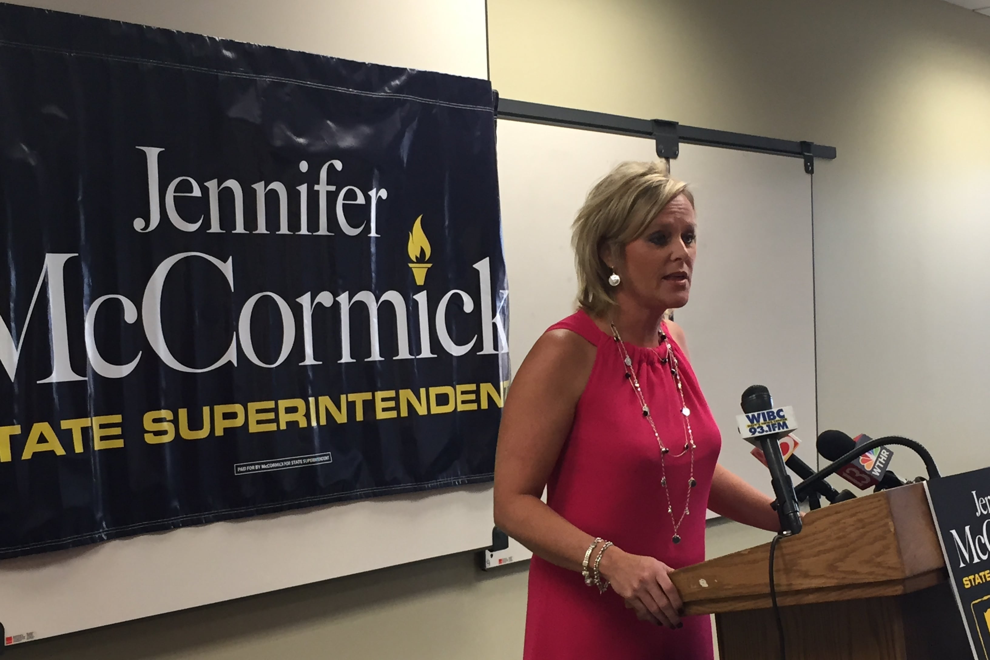 Jennifer McCormick speaks during a 2016 campaign event.