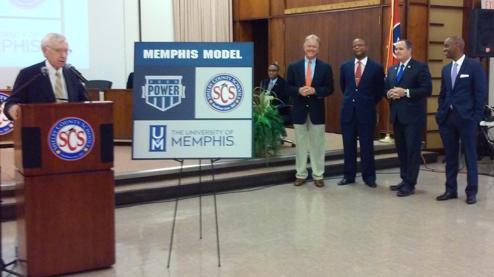 Memphis businessman and philanthropist Charlie McVean (at left) unveils an educational partnership known as the "Memphis Model."